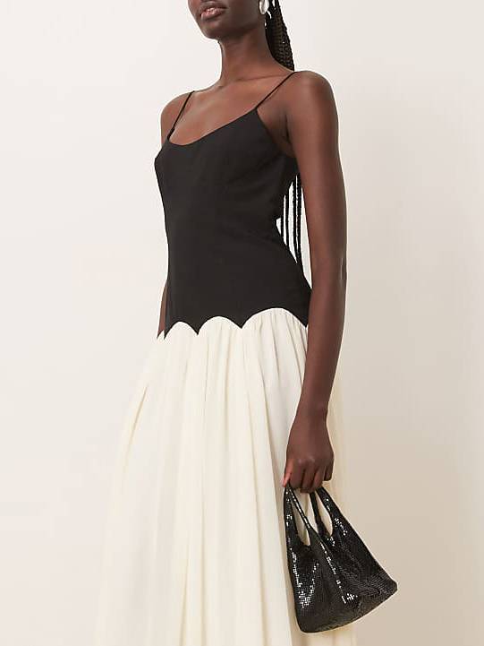 Curved Design Back Hollow Sling Maxi Dress