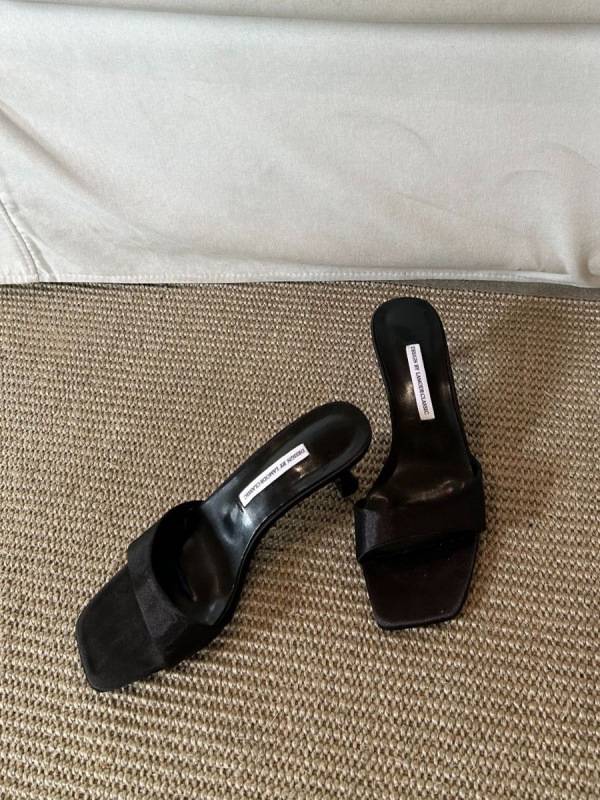 French Satin High-heeled Slippers