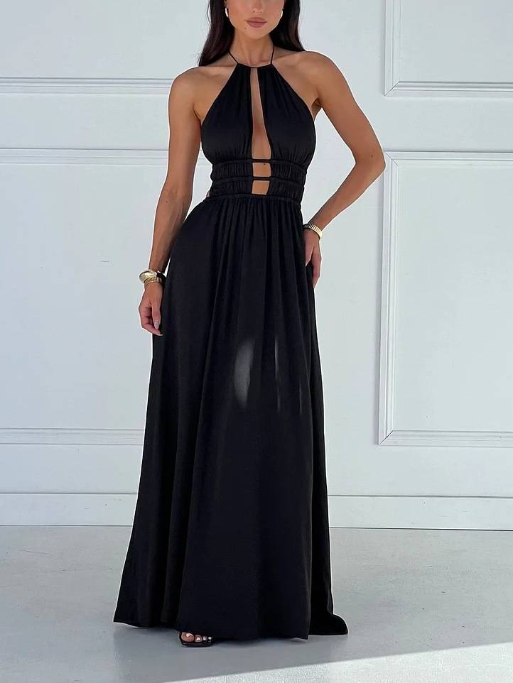 Hanging Neck Hollow Dress
