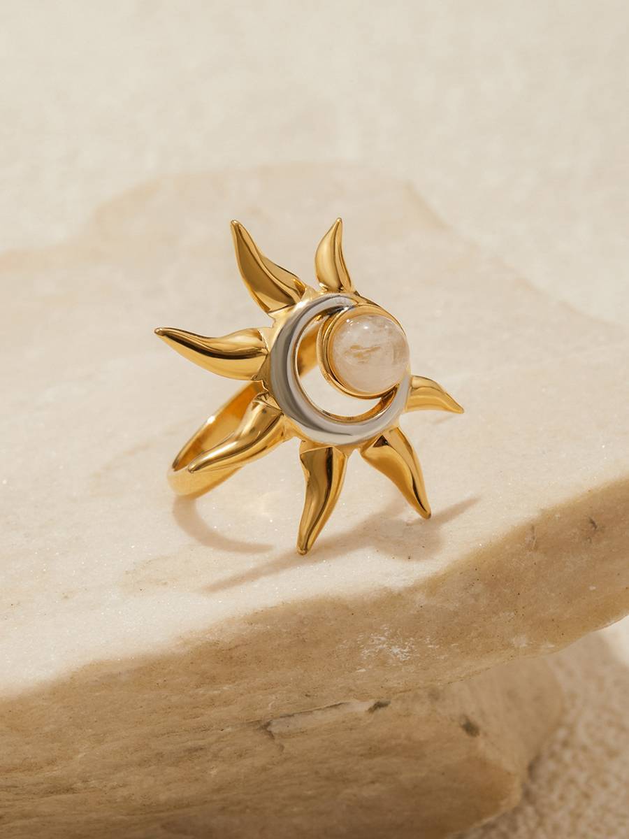 Vacation Style Sun Element Necklace Earrings Ring