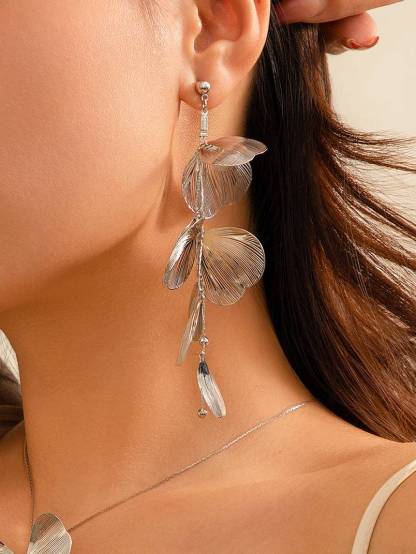Ginkgo Leaf Tassel Earrings And Necklace