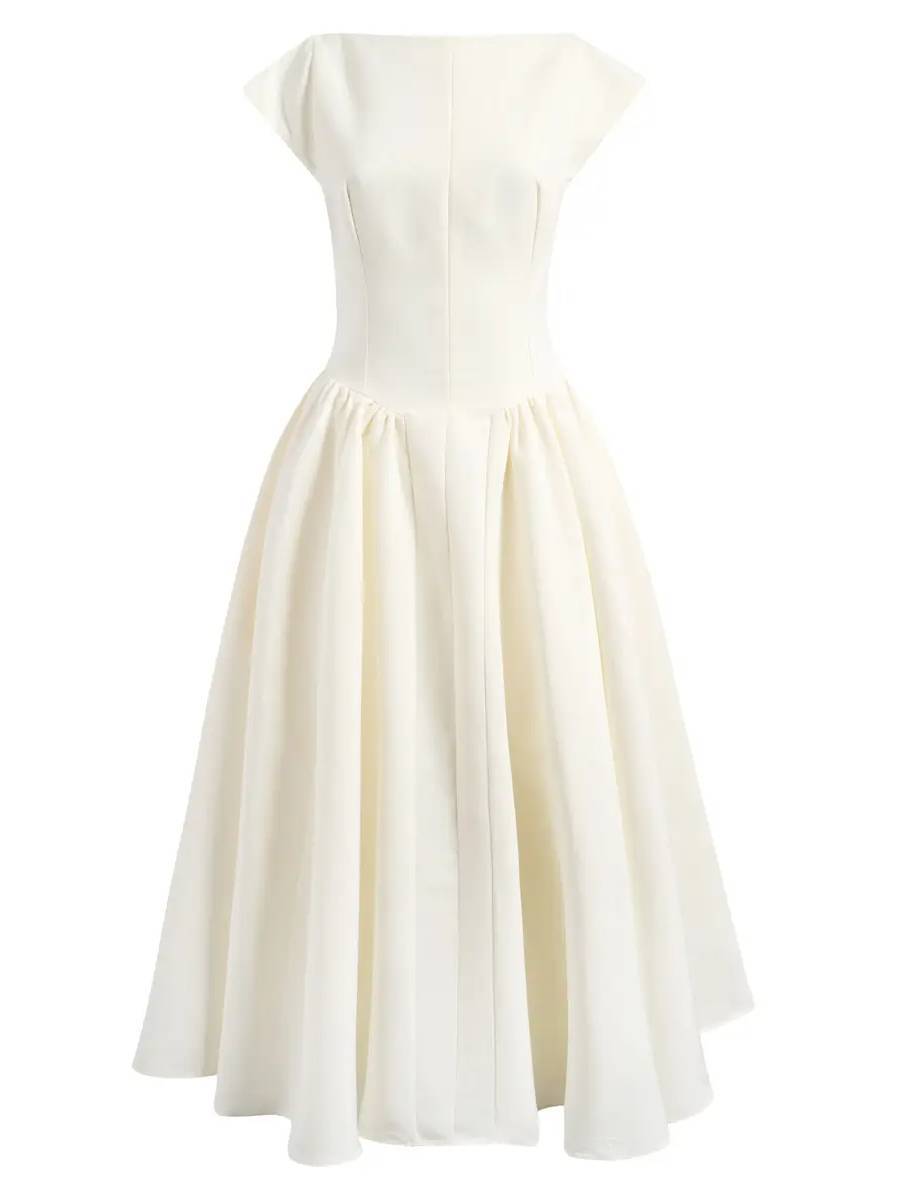 Minimalist Short-sleeved A- Shaped Midi Dress