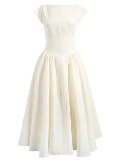 Minimalist Short-sleeved A- Shaped Midi Dress