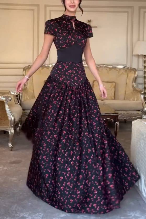 Waistband Floral Print Maxi Dress