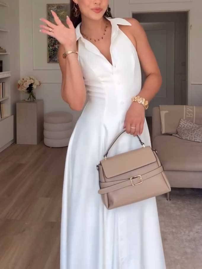 Minimalist Off-shoulder High Waist A- Shaped Midi Dress