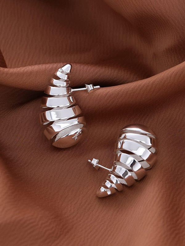 Threaded Hollow Personalized Teardrop Earrings