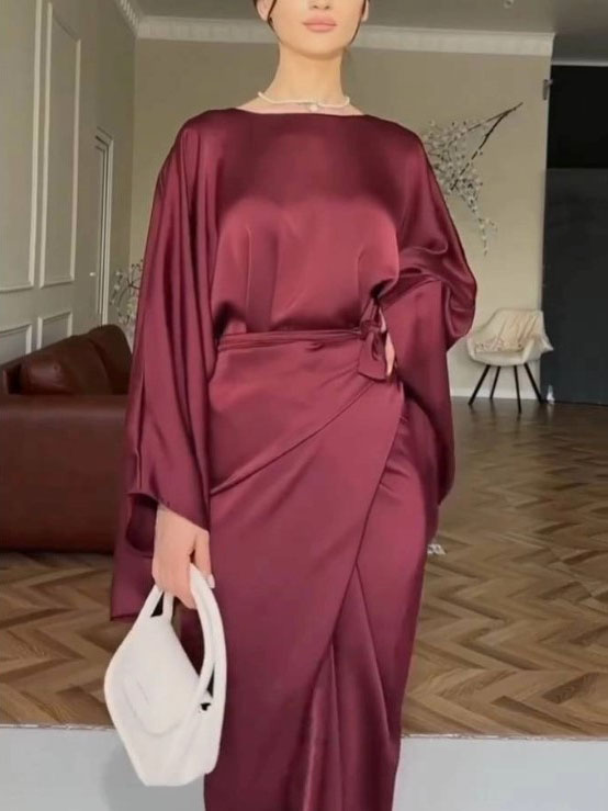 Minimalist Loose Shirt And Lace-up Skirt Suit