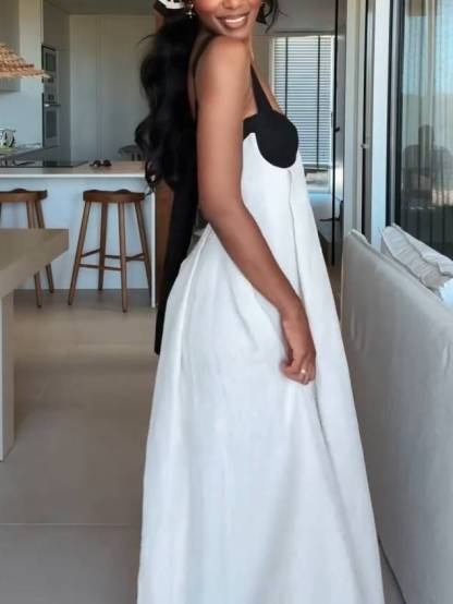 Exquisite Summer Sleeveless Backless Lace Up Maxi Dress