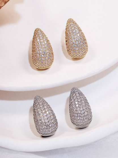 Diamond-studded Teardrop Earrings