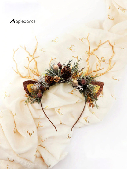 Pine Cone Christmas Reindeer Headband