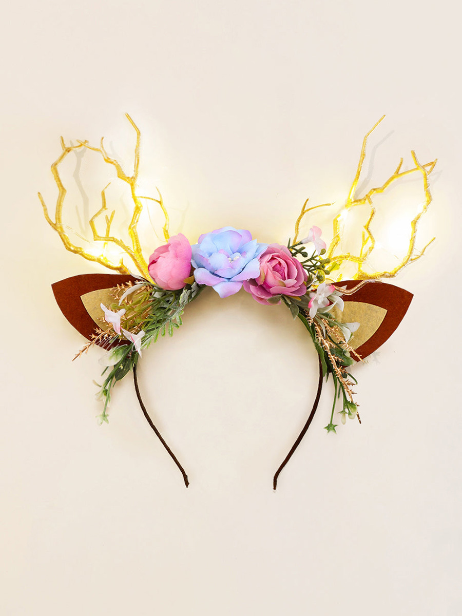 Flower Beauty and the Beast Christmas Reindeer Headband