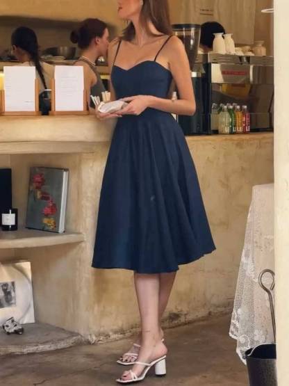 Vintage French Sling Midi Dress