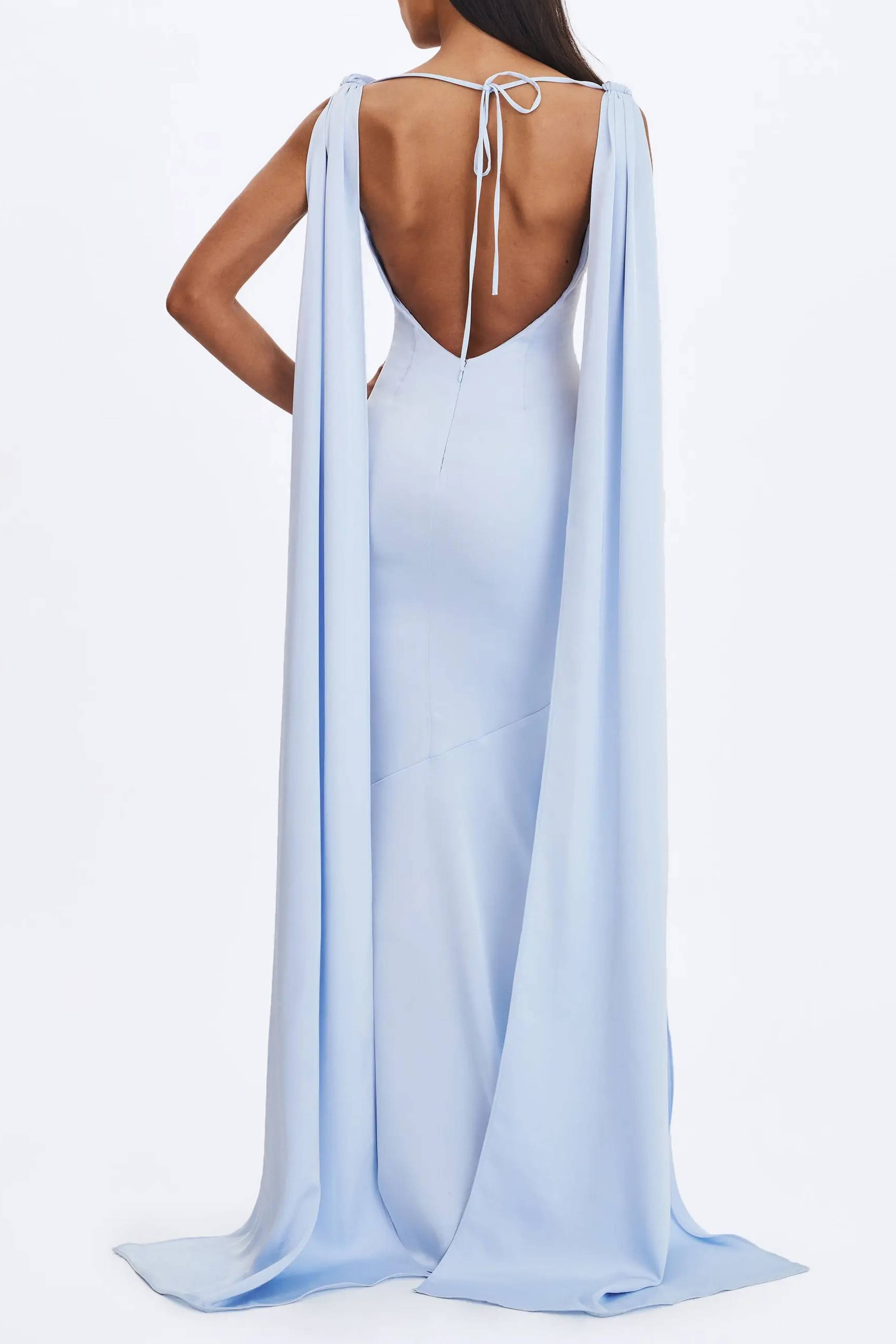 Dick Collar Open-Shoulder-Strap Fishtail Long Gown
