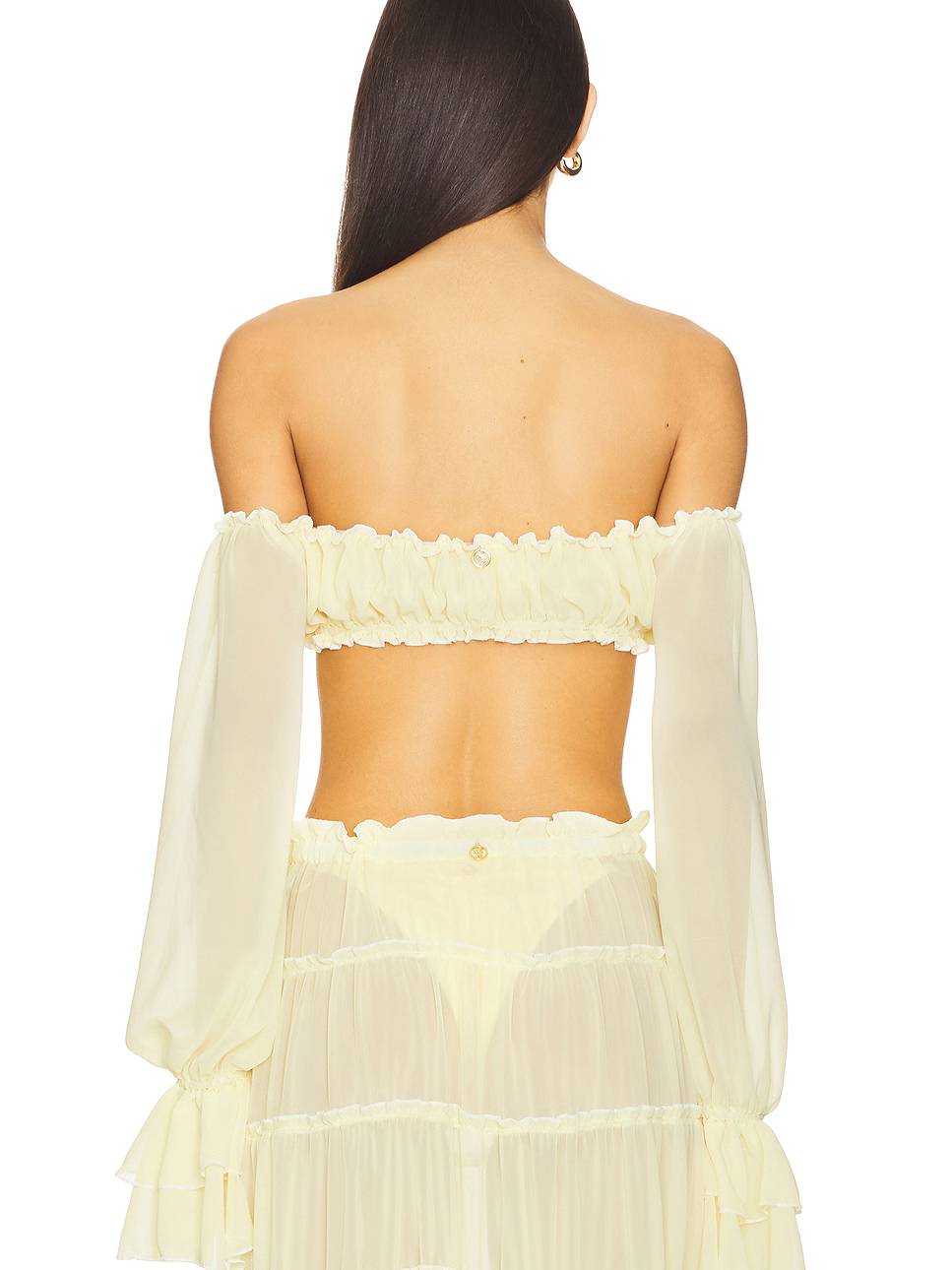 Long Sleeve Tube Top And Ruffle Skirt Suit-Top