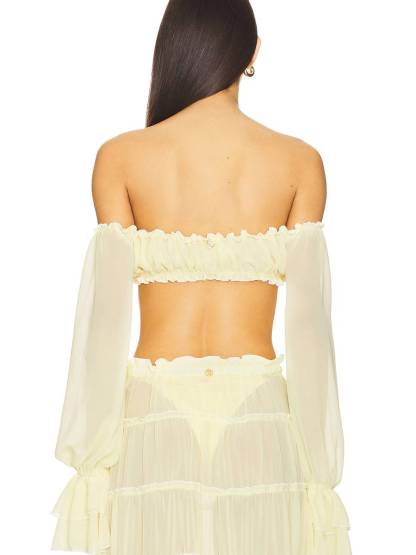 Long Sleeve Tube Top And Ruffle Skirt Suit-Top