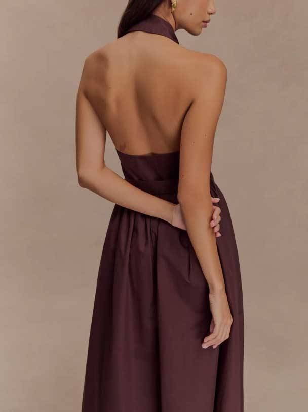 Minimalist Off-shoulder High Waist A- Shaped Dress