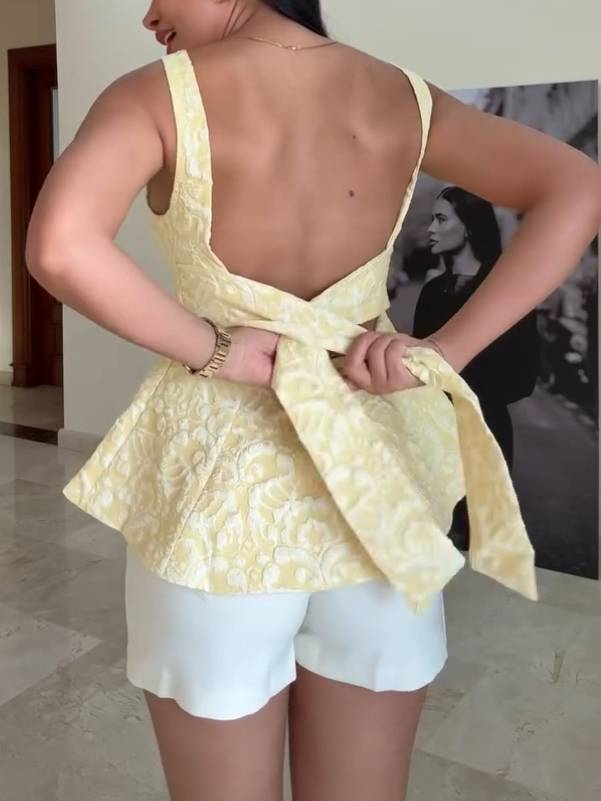 Sweet High Waist A- Line Hem Top And Shorts Suit-Shorts