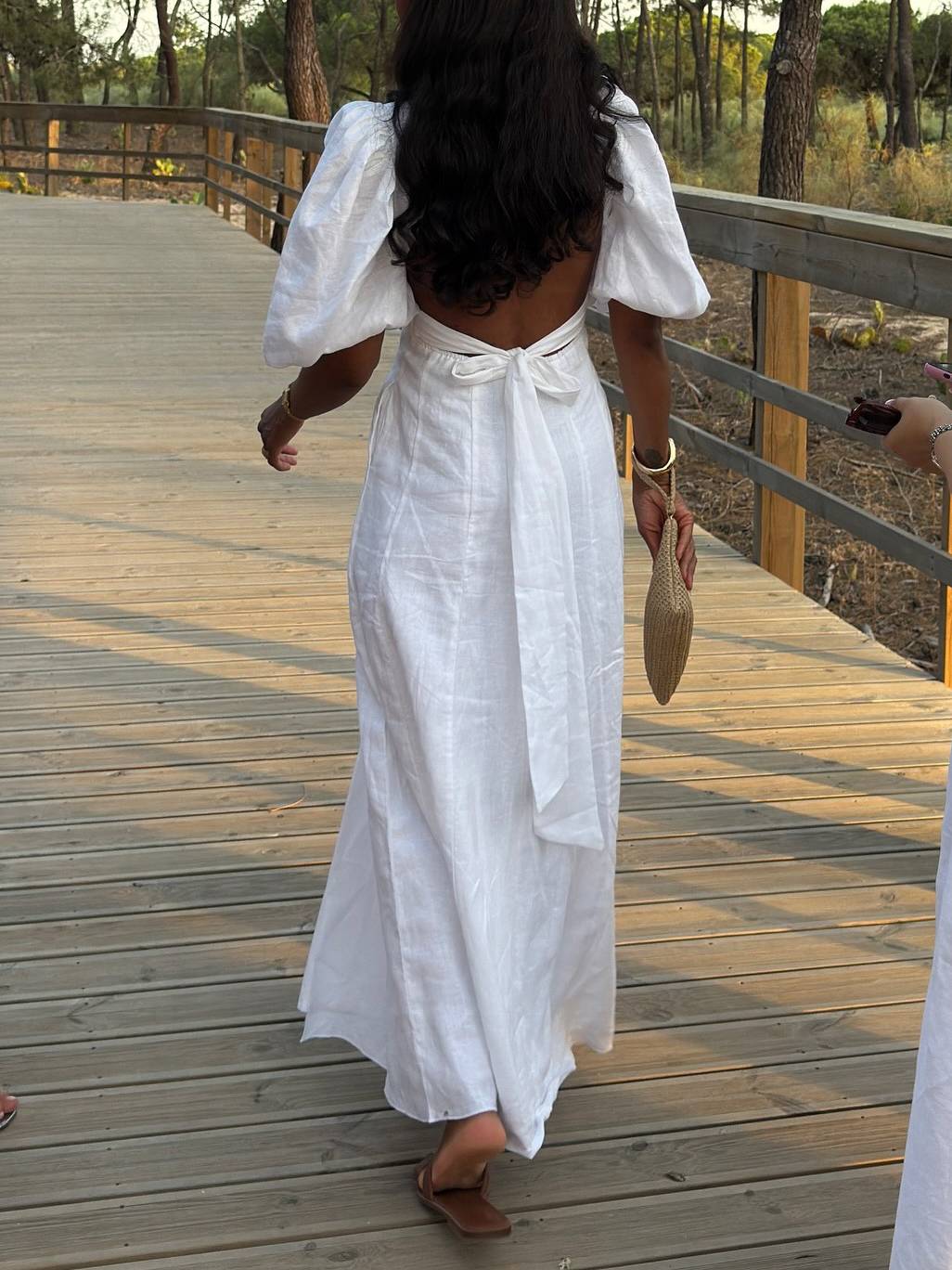 Vintage Bubble Sleeve Side Slit Dress