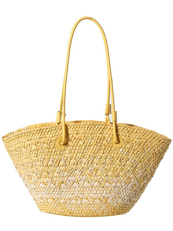 Gradient Colorful Hand-woven Beach Straw Bag