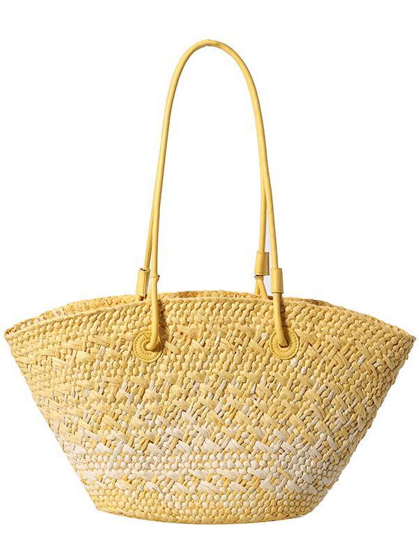 Gradient Colorful Hand-woven Beach Straw Bag