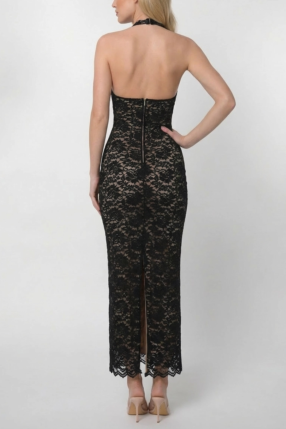 Sexy Neck Deep V Lace Slim Hip Dress