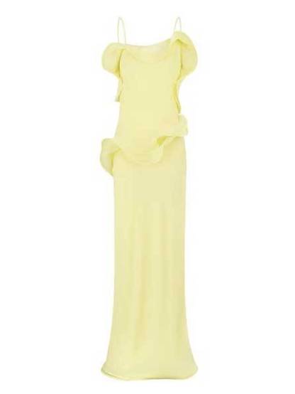 Playful Curled Hem Slim Fit Maxi Dress