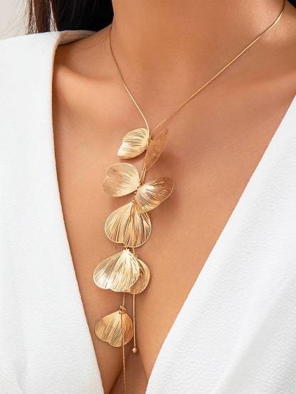 Ginkgo Leaf Tassel Earrings And Necklace