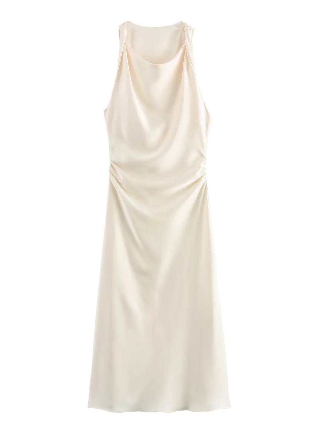 Sleeveless Satin Maxi Dress