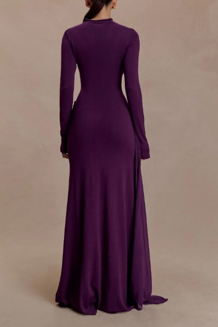 Pleated Ribbon Design Maxi Dress