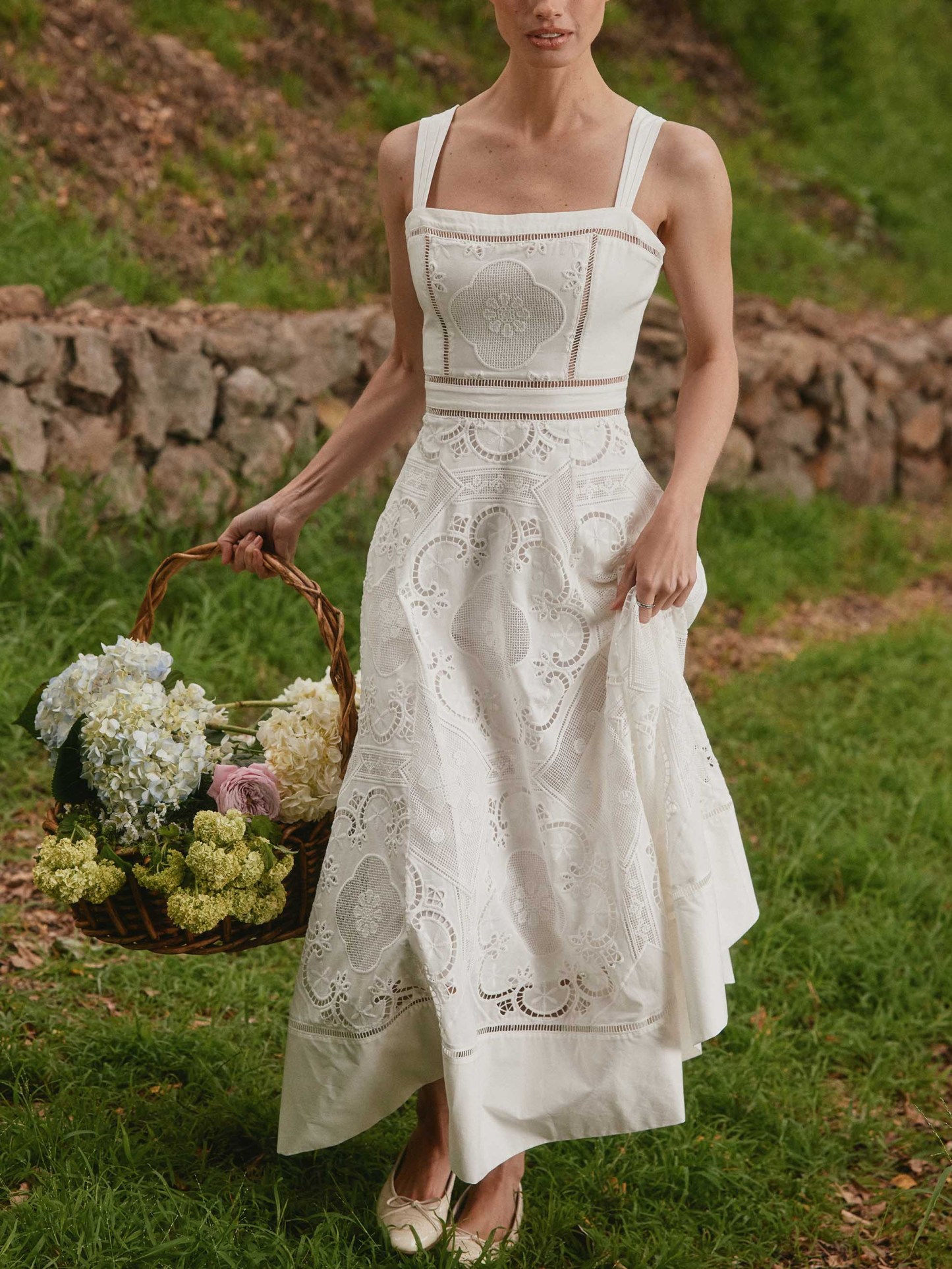 Elegant Lace Sling Midi Dress