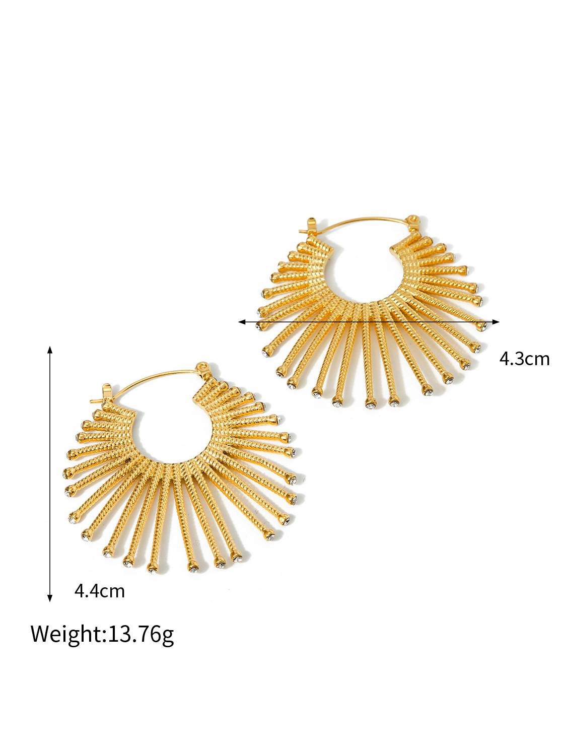 Fan-shaped Rhinestone Earrings
