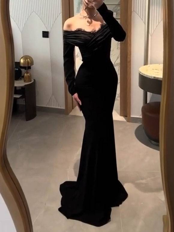 Velvet Splicing Lace Maxi Dress