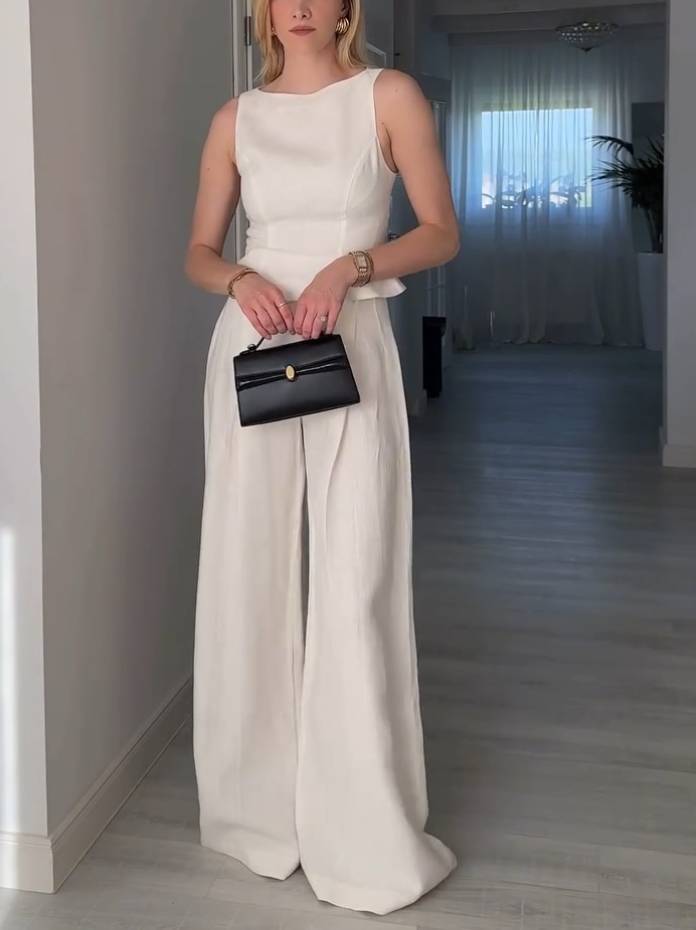 Minimalist Sleeveless High Waist A- Line Hem Shirt