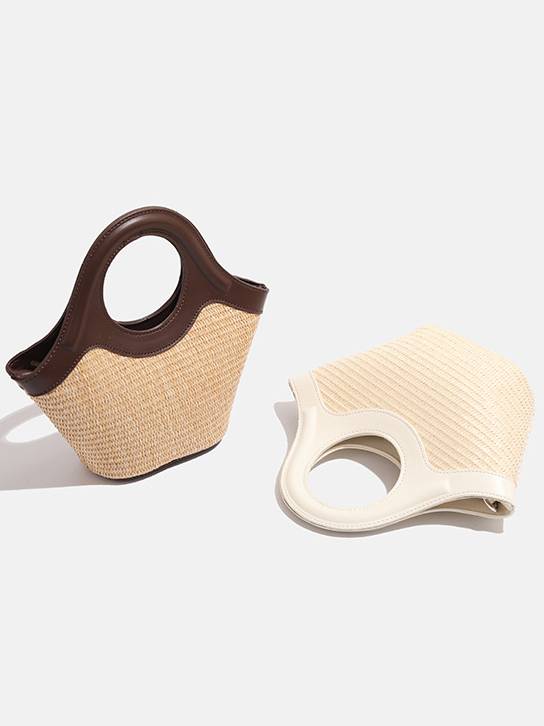 Vacation Style Woven Leather Handbag Crossbody Bag