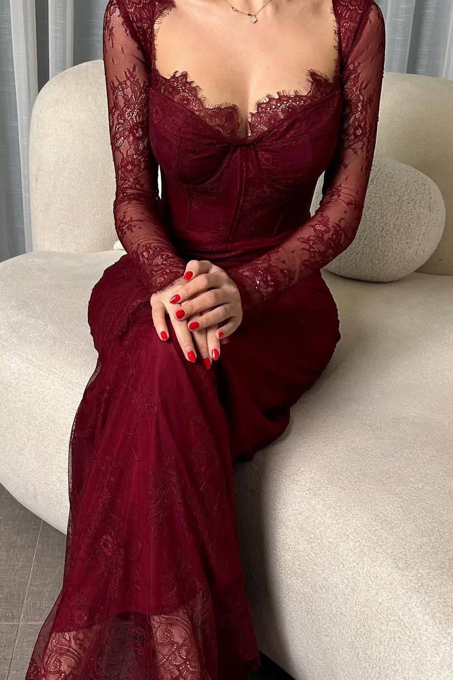 Lace Fishtail Maxi Dress