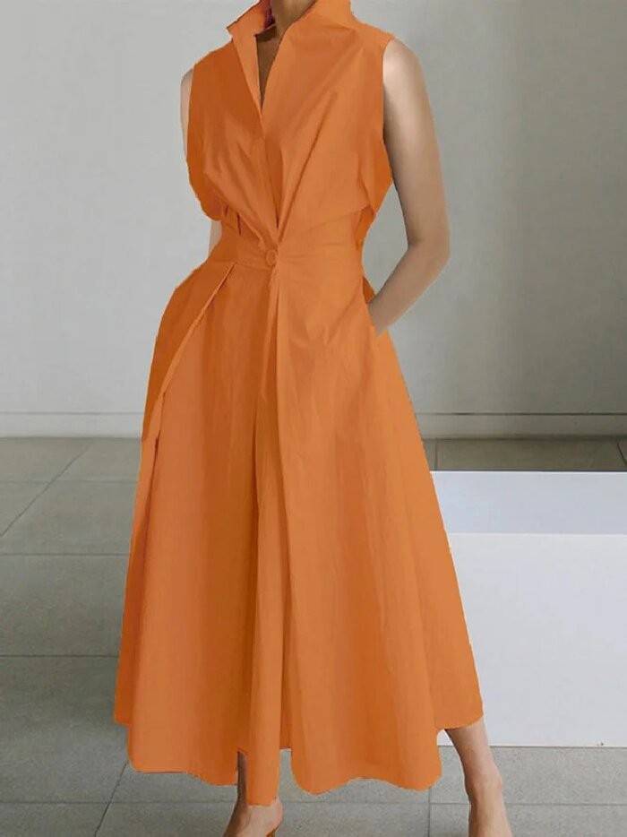 Vertical Collar V-neck A- Shaped Dress