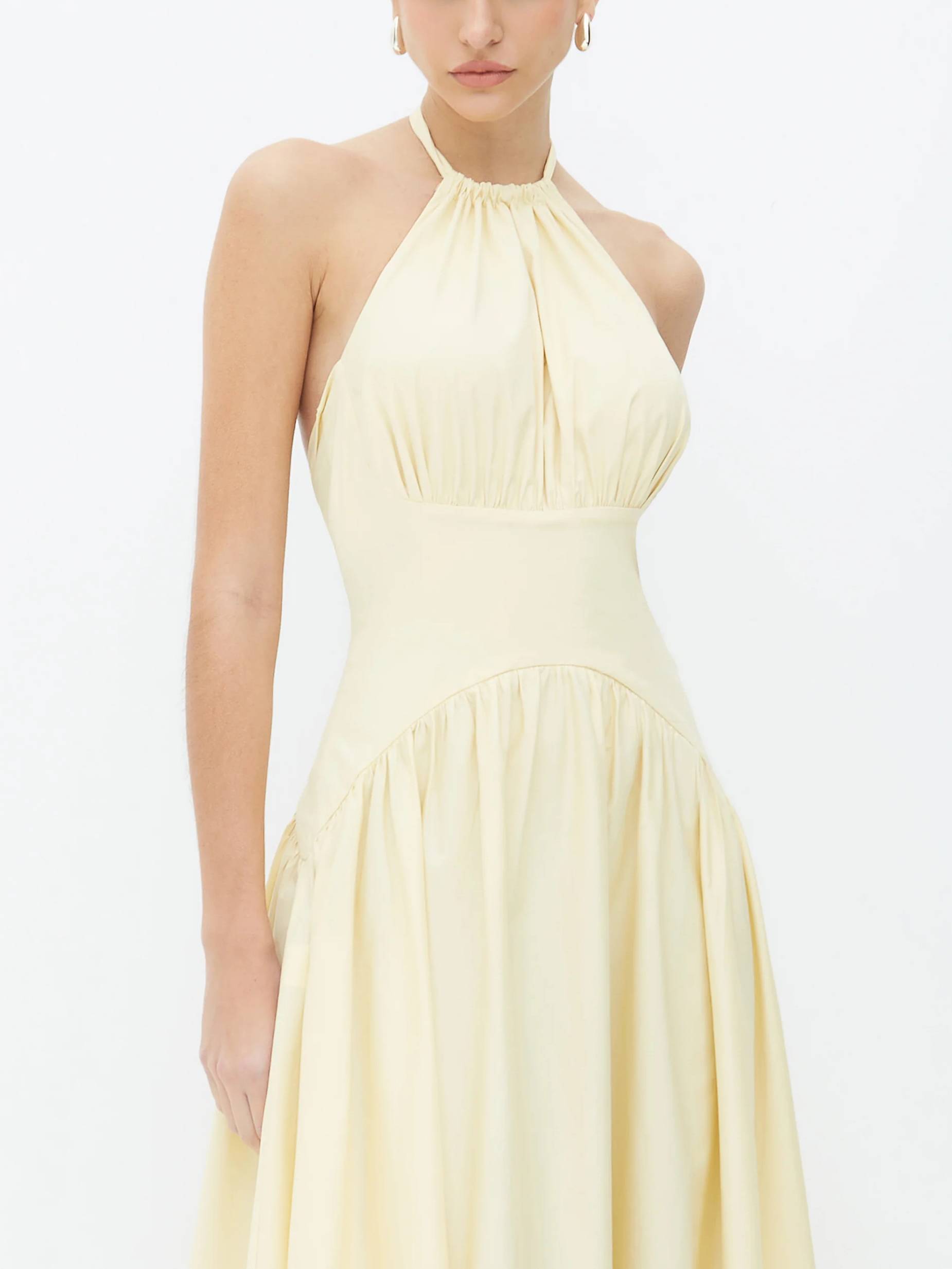 Halter Neck Lace-up High Waist A- Line Maxi Dress