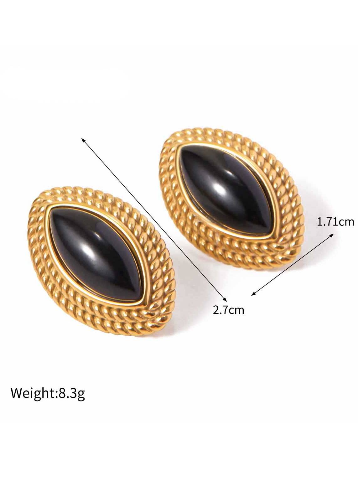 Horse-eye-shaped Agate Earrings