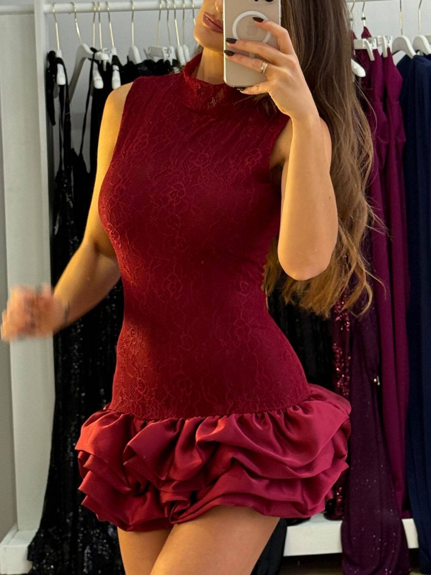 Lace Splicing Mini Dress