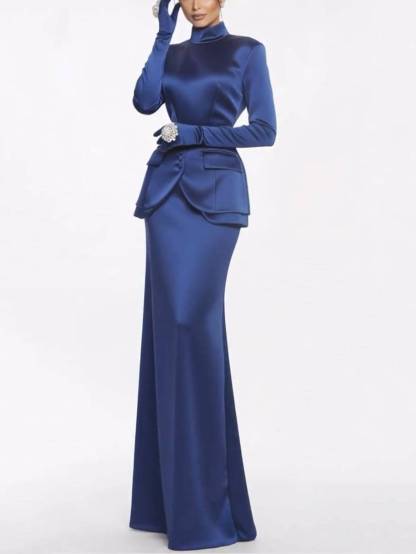 Long Sleeve Maxi DressWaist Belt Design Set