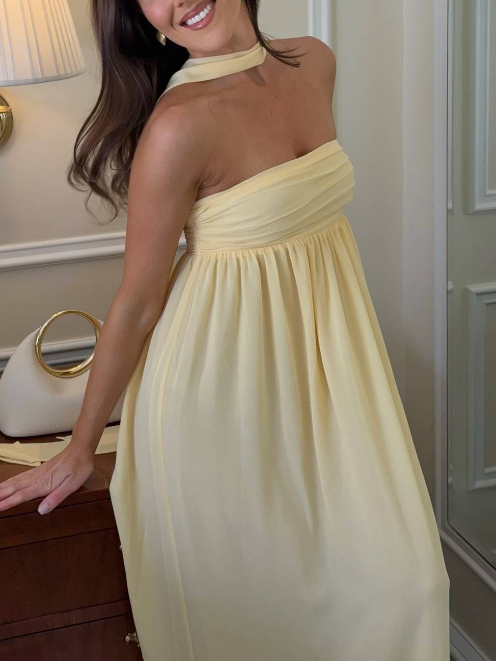 Scraf Pleated Tube Top Dress