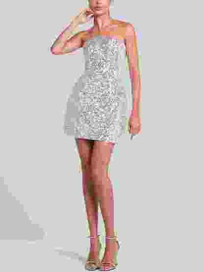 Light Luxury Shiny Tube Top Slim-Fit Mini Dress