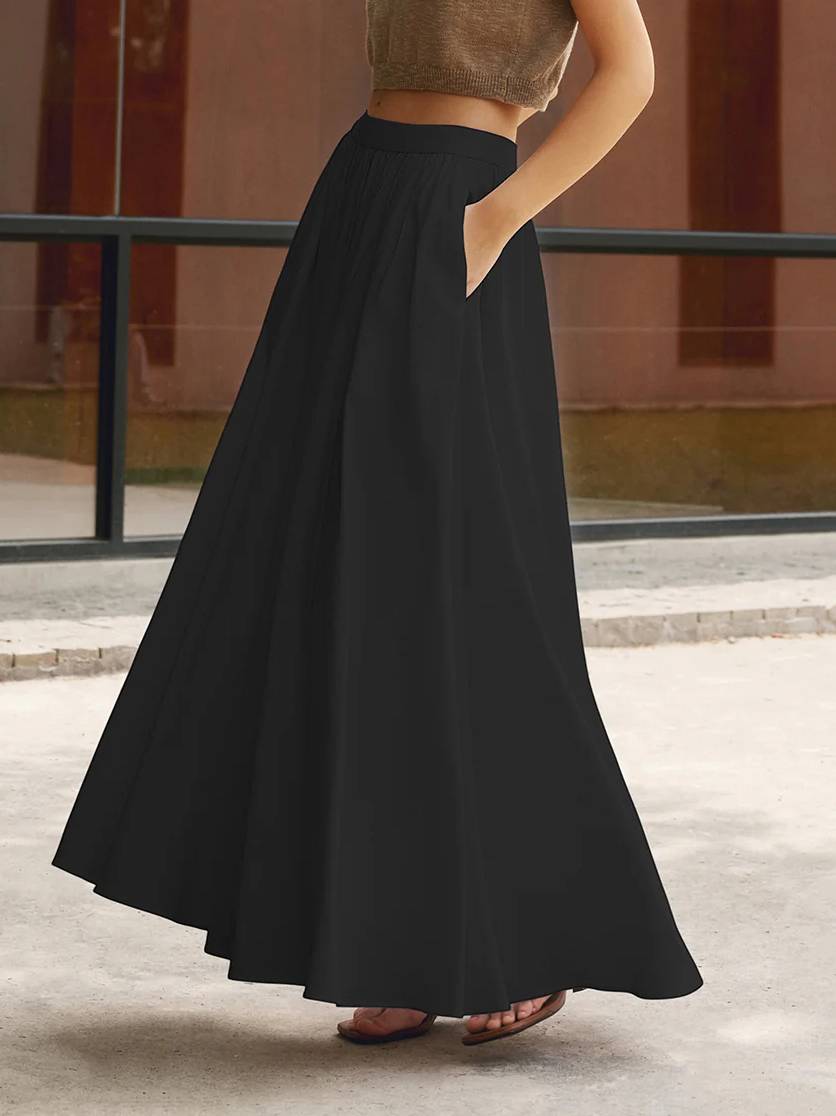 Minimalist All-Match A- Line Umbrella Skirt