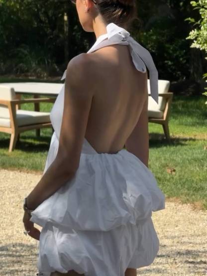 Halter Neck Backless Top And Bud Mini Shorts Suit