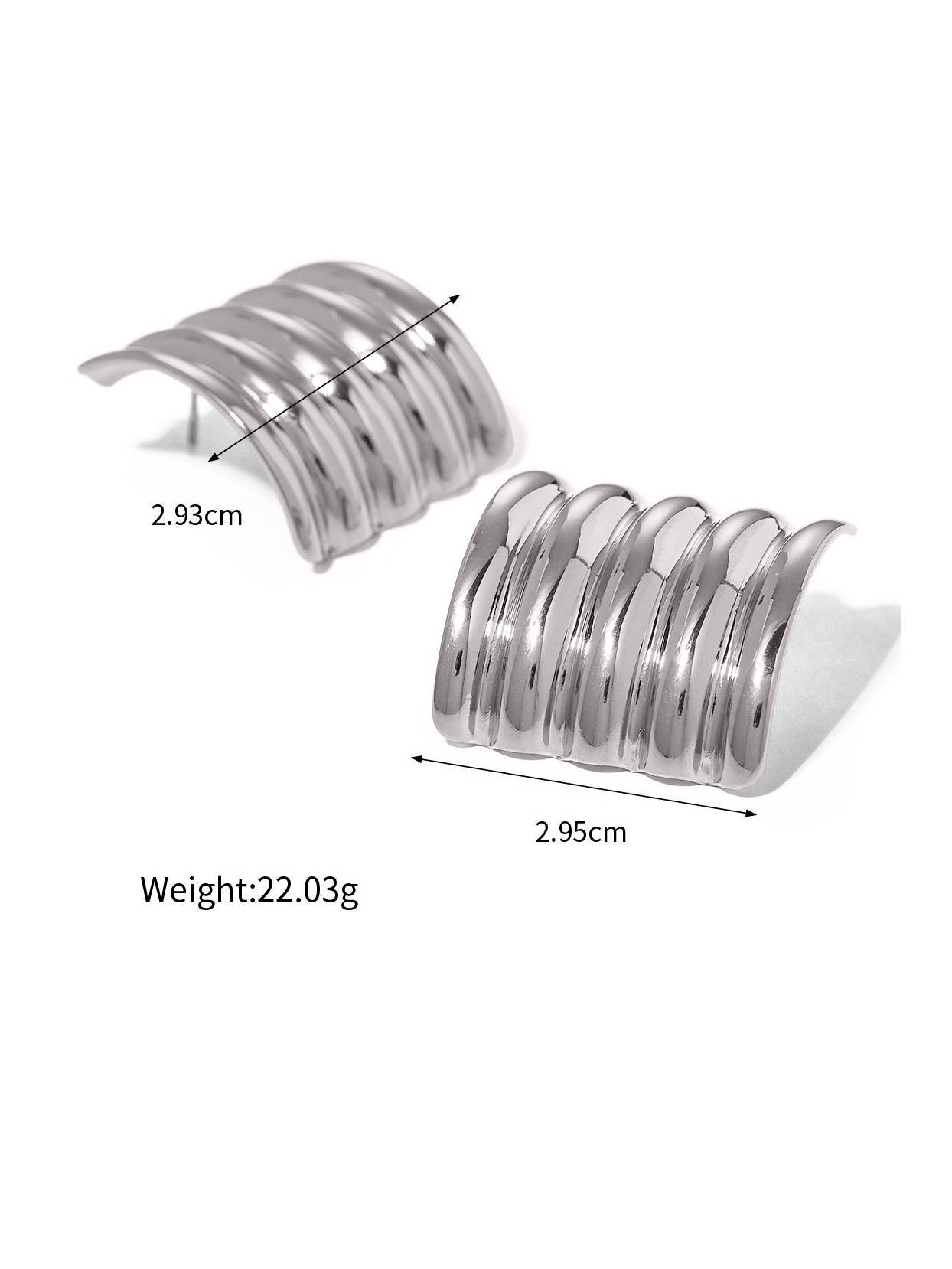 Square Large Wave Ribbed Earrings