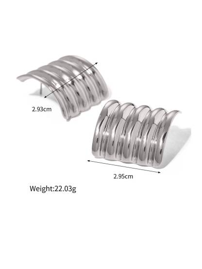 Square Large Wave Ribbed Earrings