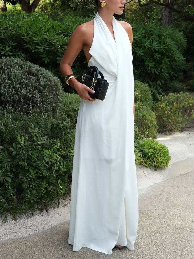 Elegant Halter Neck Backless Maxi Dress
