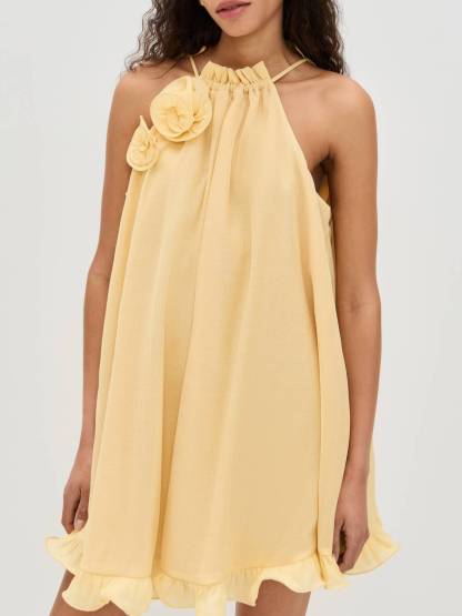 Vacation Style Three-dimensional Flower Dress