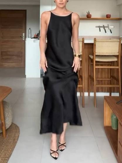 Minimalist Backless Sling Maxi Dress