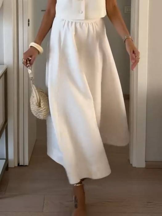 Elegant Vest And Side Slit Skirt Suit - Skirt